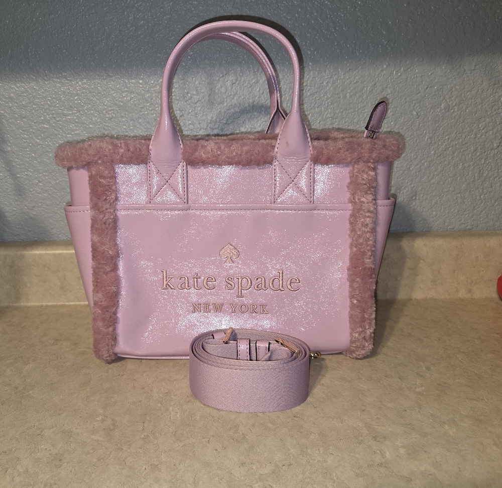 Kate Spade Jett Shearling Pink Fur-Trimmed Handbag Cross Body